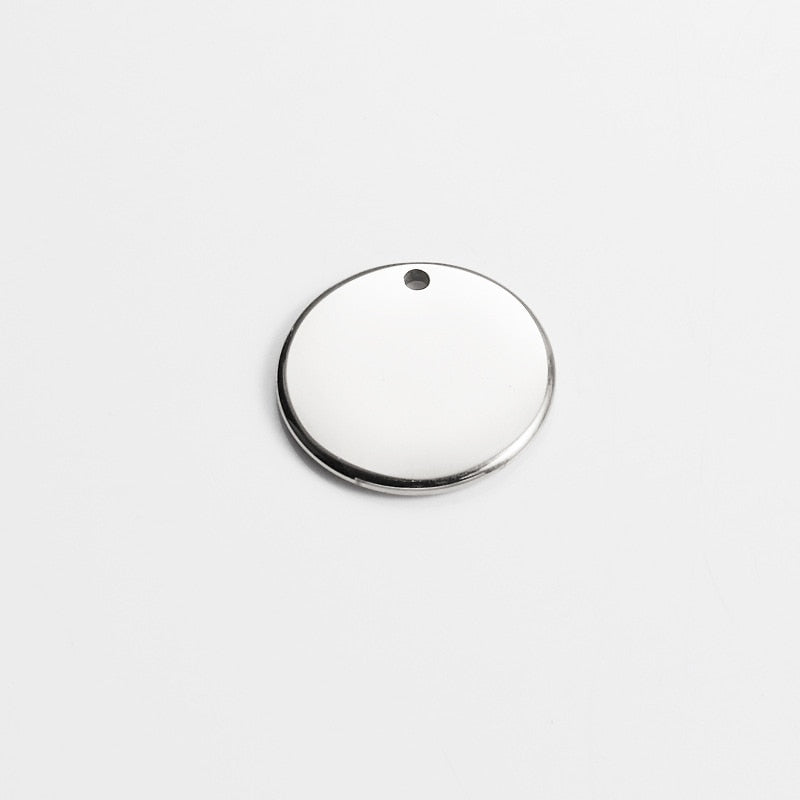 5pc Stainless Steel Round Blank Tag Pendants Charms Accessories Custom Logo Acceptable for DIY Necklace Bracelet Jewelry Making