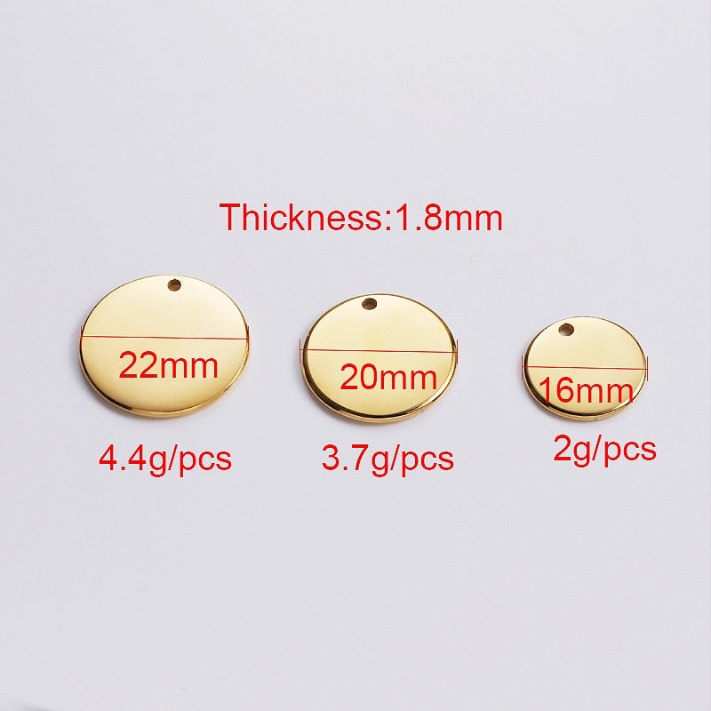 5pc Stainless Steel Round Blank Tag Pendants Charms Accessories Custom Logo Acceptable for DIY Necklace Bracelet Jewelry Making