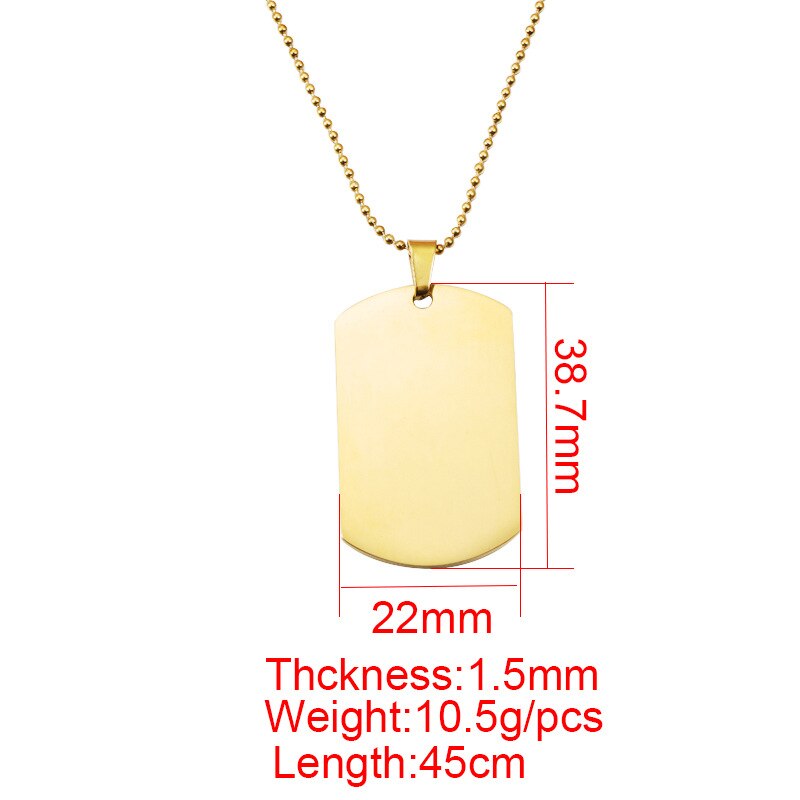 5pc/a Lot Stainless Steel ID Blank Dog Tags Necklace Round Bead Chain For Men Army Pendant  Hip Hop Jewelry