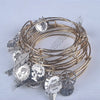 5pcs Plated gold silver bracelet  s Newest Women Fashion Metal Alloy Charms Adjustable Expandable Wire bracelets Bangles