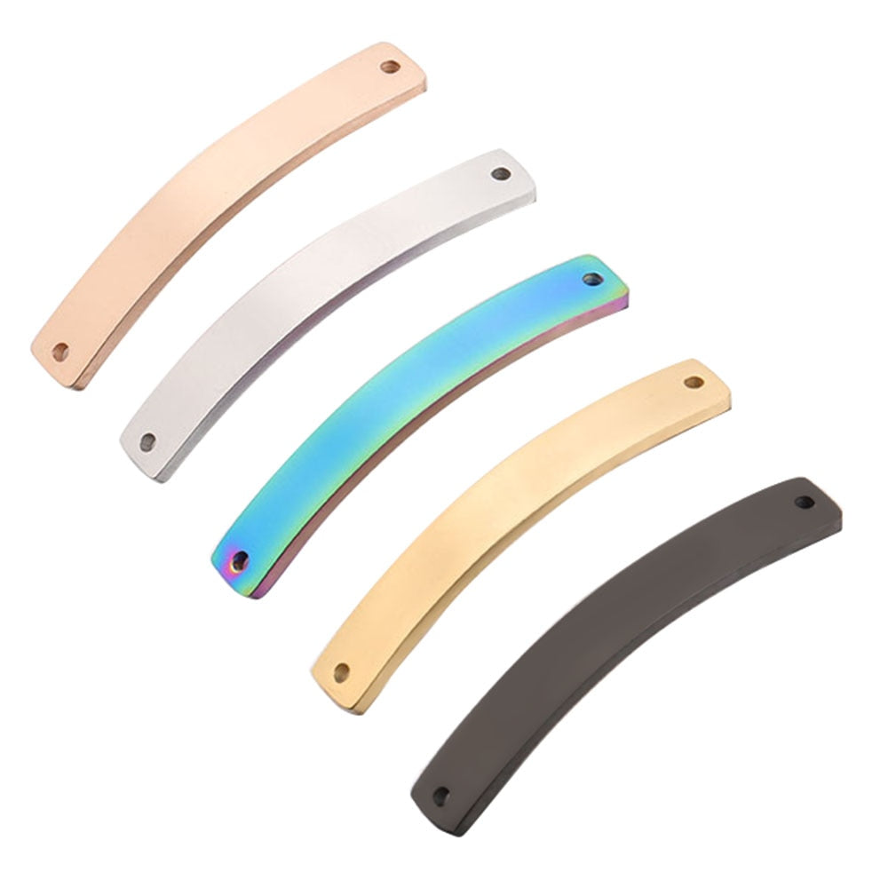 5pcs Stainless Steel Mirror Polished Blank Tags Metal Bar Dog Tags Pendant Bracelet Necklace DIY For Jewelry Makings Dropship