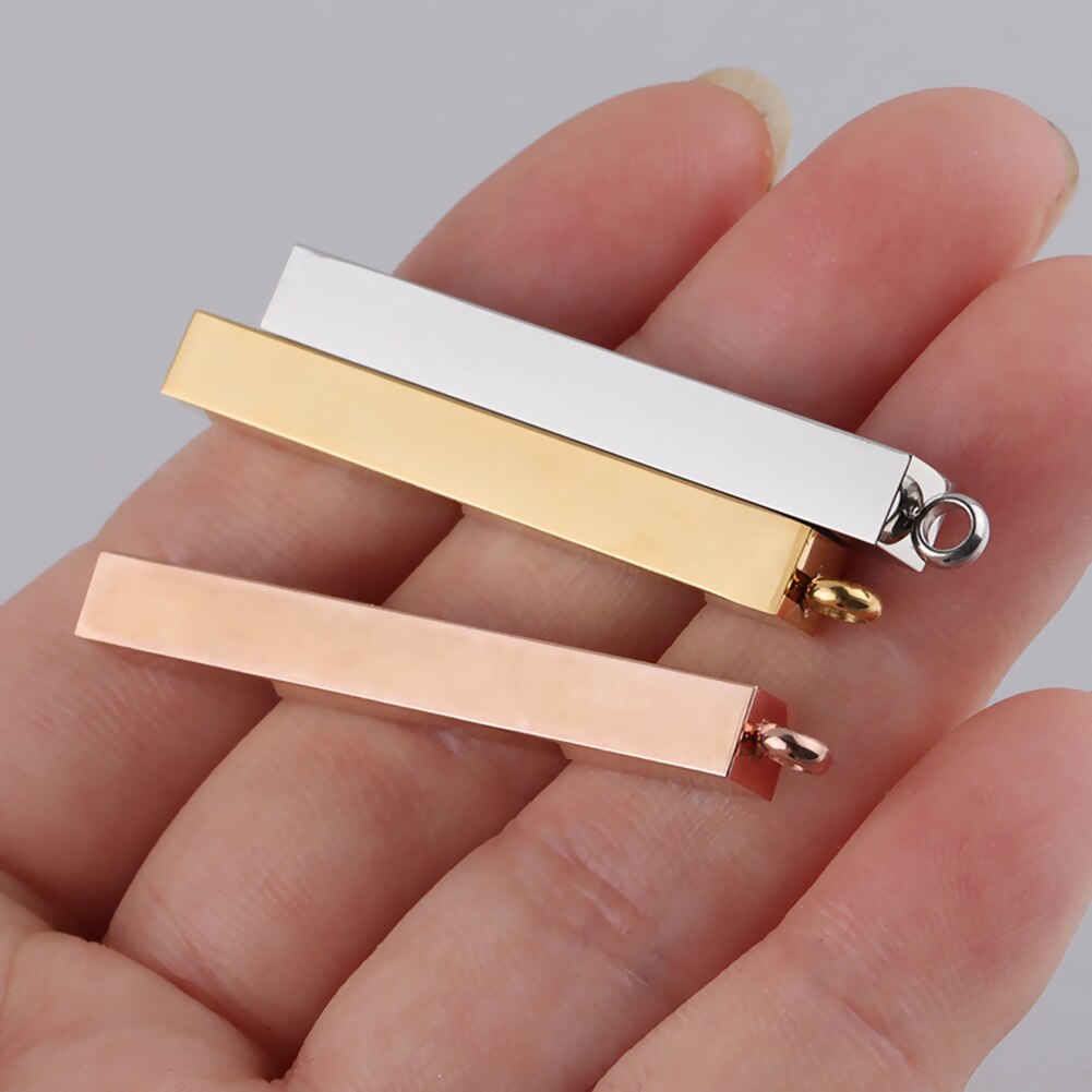 5pcs  Stainless Steel 3D Cuboid Charm Mirror Polish Blank Dog Tags Necklace Rectangle Military Army Pendant Jewelry