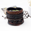 5pcs/lot Handmade Vintage Ethnic Multi Style Braided PU Leather Wrap Charming Male Pulsera Bracelets Fashion Jewelry