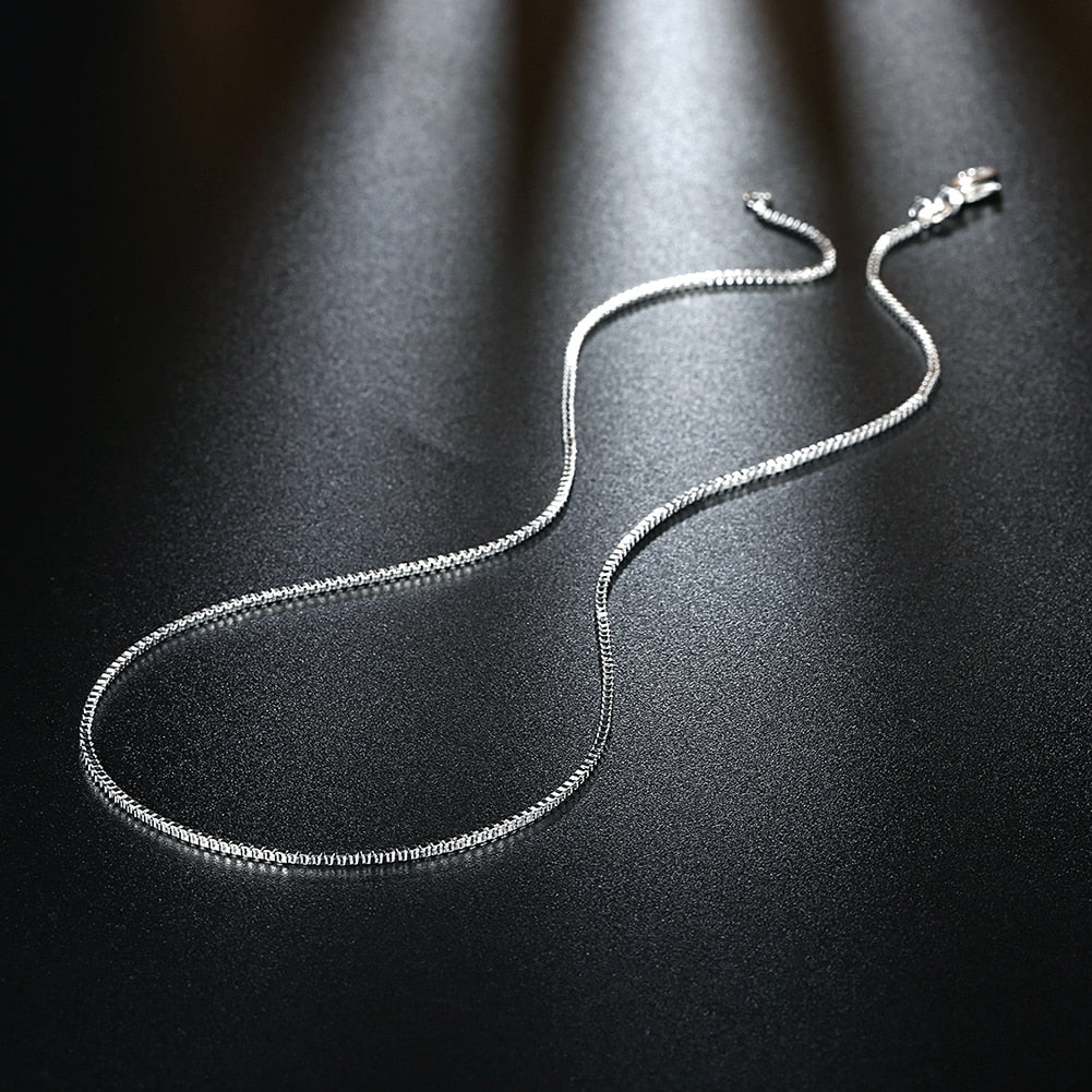 5pcs/lot  925 color Silver 1MM Box chain necklace for women Men 16-24inch wedding accessories party jewelry gifts