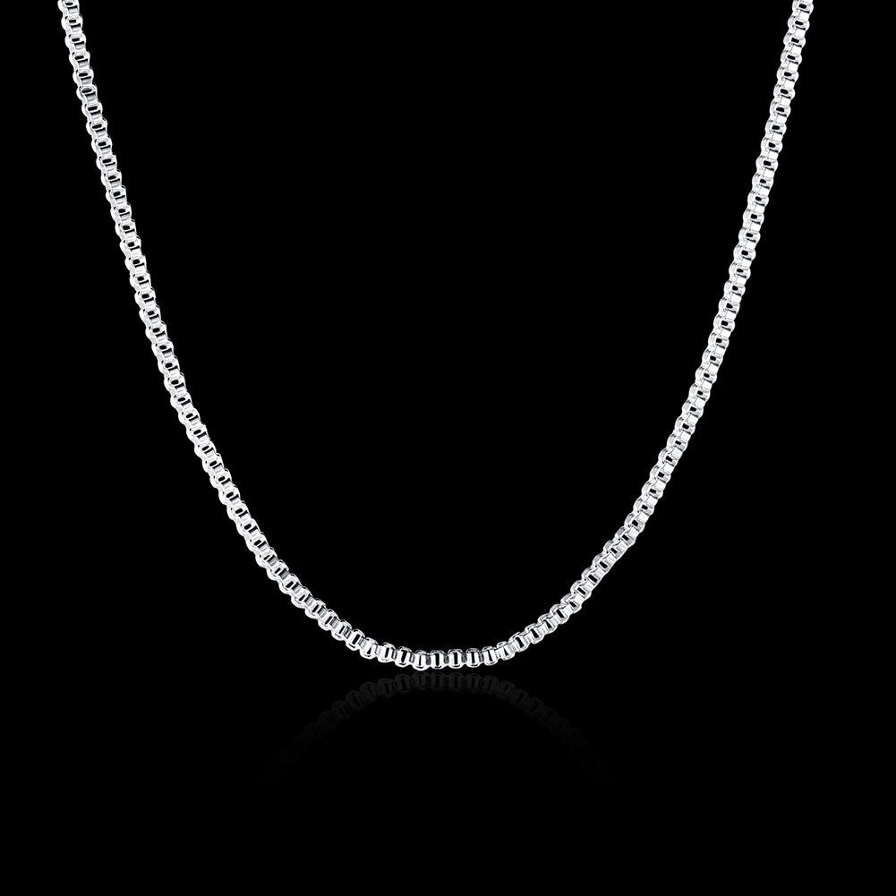 5pcs/lot  925 color Silver 1MM Box chain necklace for women Men 16-24inch wedding accessories party jewelry gifts