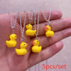 5pcs/set Cute Small Cartoon Little Yellow Duck Charms Pendant Necklace Handmade Creative Accessories Jewelry