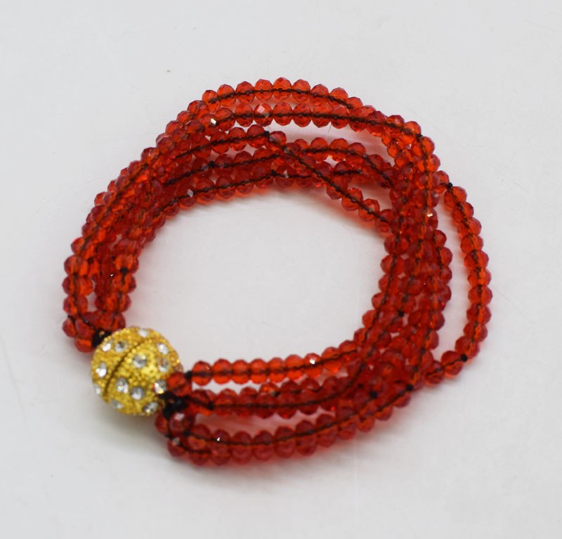 5rows red quartz faceted round 4mm bracelet 8inch   beads nature