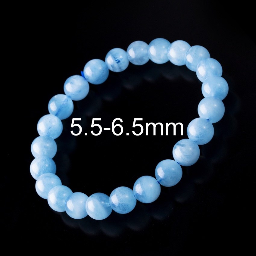 6-12mm Aquamarine Bracelet Femme Aquamarine Beads Bracelet Round Blue Natural Stone Beads Stretch Bracelets For Women