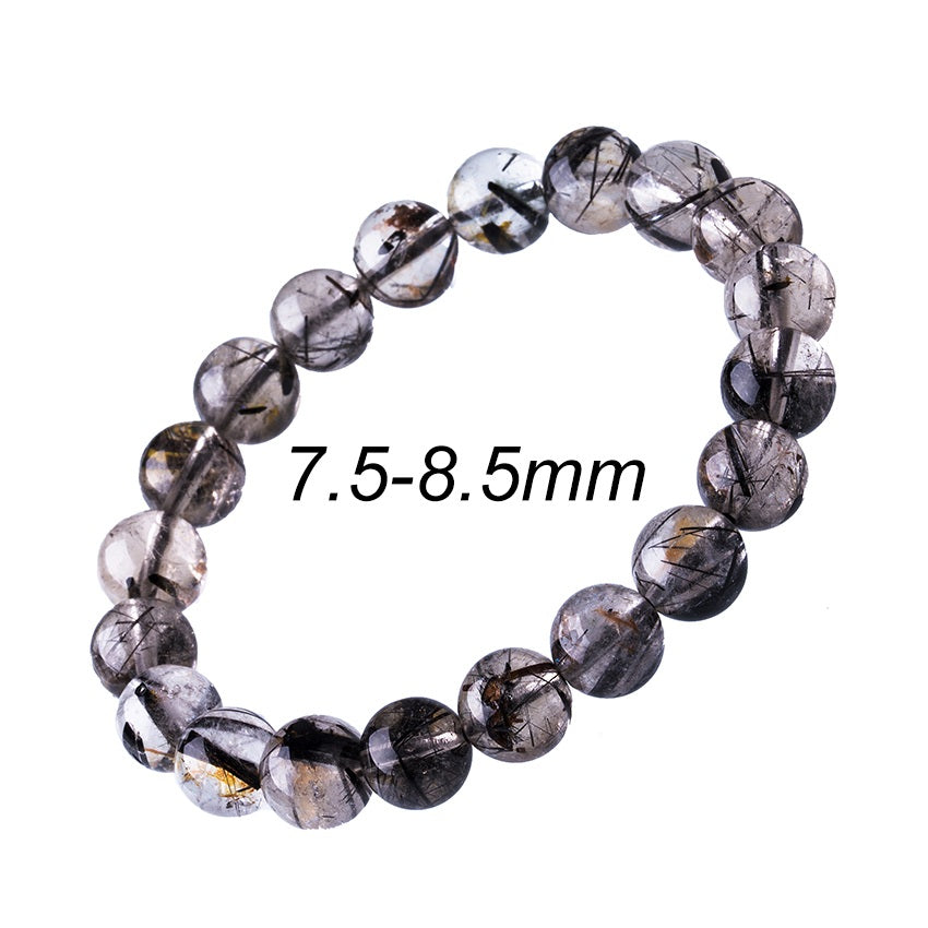 6-12mm Black Rutilated Quartz Mens Bracelets 2020 Natural Stone Women Bracelet Round Unisex Jewelry Bracelets