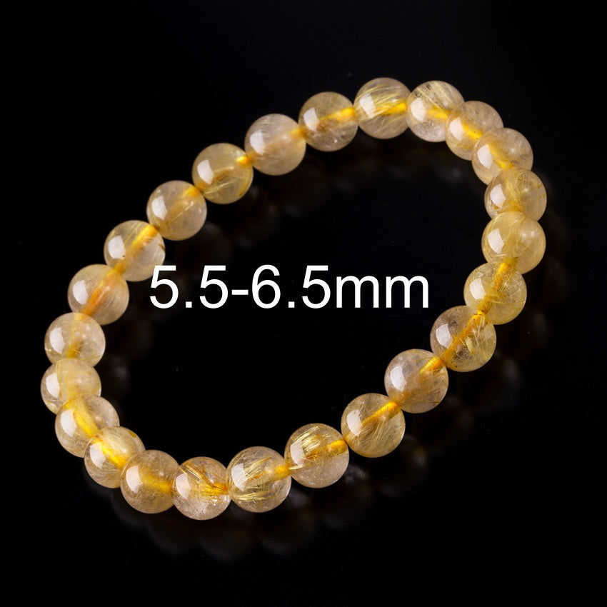 6-12mm Gold Rutilated Quartz Bracelets For Women Natural Stone Beads Unisex Bracelet Jewelry Men Bracelets Bangles Decoration