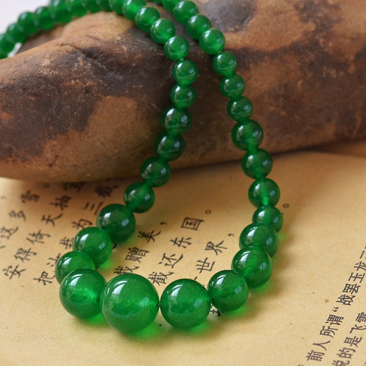 6-14mm Natural Chalcedony Tower Chian Round Beads Necklace Jewelry Fine Beaded Necklace Jewelry For Women Gift With Certificate