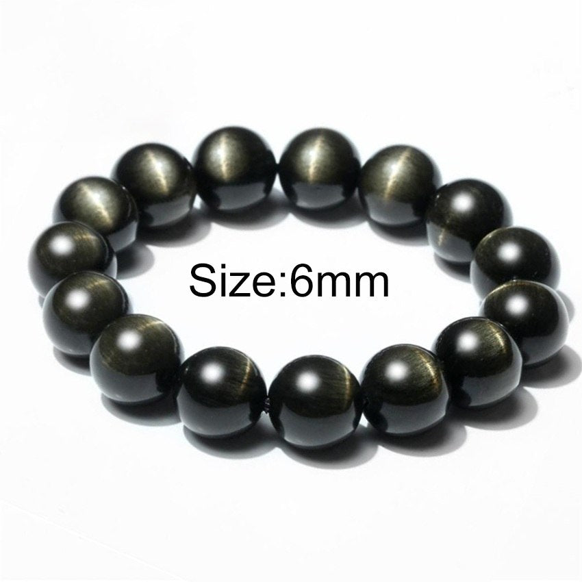 6-16mm A+ Natural Obsidian Buddha Bracelet Bead Bracelet Men Jewelry Valentine's D Gift Couple Bracelets