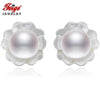 6-7mm Natural White Pearls 925 Sterling Silver Stud Earrings For Womens Exclusive Design fashion Shell Carvings Fine Jewelry
