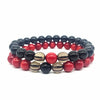 6/8/10mm Natural Obsidian Bead Bracelet Couple Black Red Best Friend Bracelet Set Coral Natural Stone Red Friends Bracelets