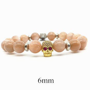 6/8/10mm Natural Purple Agate Mens Bracelets For Girls Sunstone Bead Bracelet Women Hand Charms Stone Skull Bracelet Homme 2020