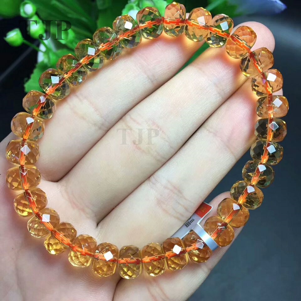 6*8MM Natural gold gemstone citrined Yellow creastly bracelet bangles with certificate together cuff bracelet fine jewelry