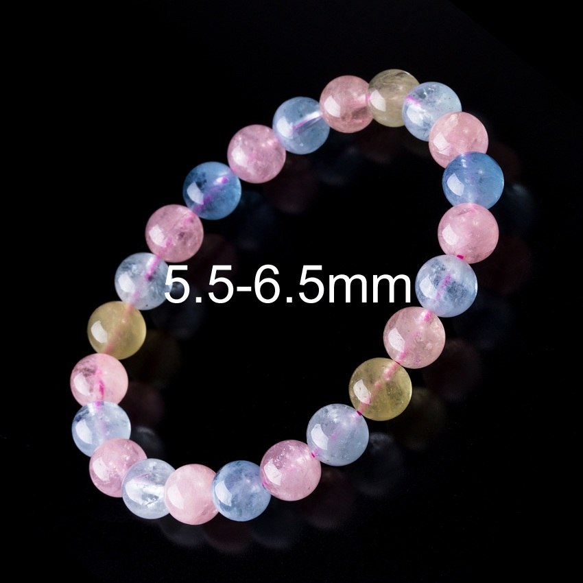6-8mm Colorful Morganite Bracelets Round Natural Stone Bracelets Morganite Beads Bracelet For Women Gift Women Jewelry