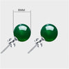 6-8mm Round Natural Green Agate Stud Earrings For Women S925 Sterling Silver Vintage Fine Jewelry Wedding Brincos High Quality