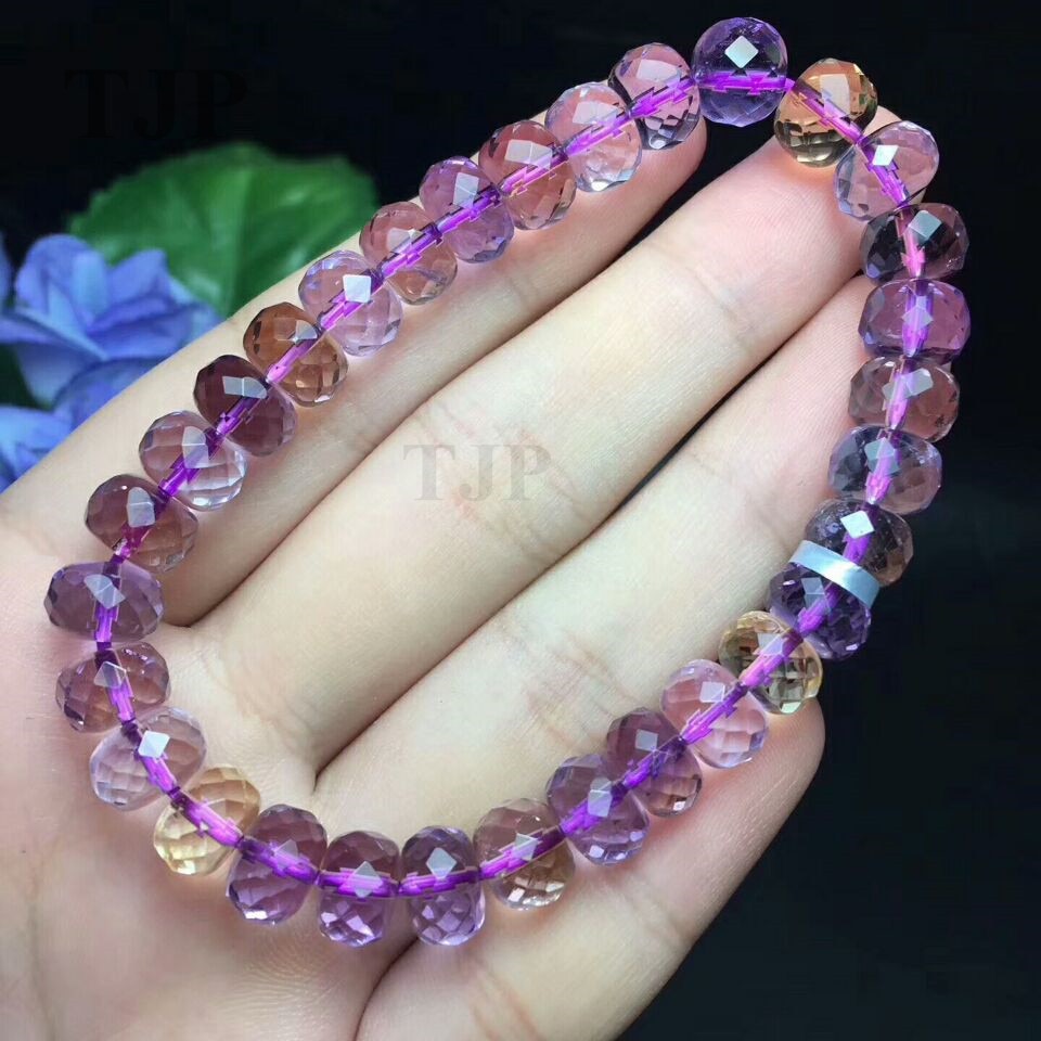 6*9MM Natural gemstone ametrine purple yellow crystal bracelet bangle with certificate together cuff bracelet fine jewelry