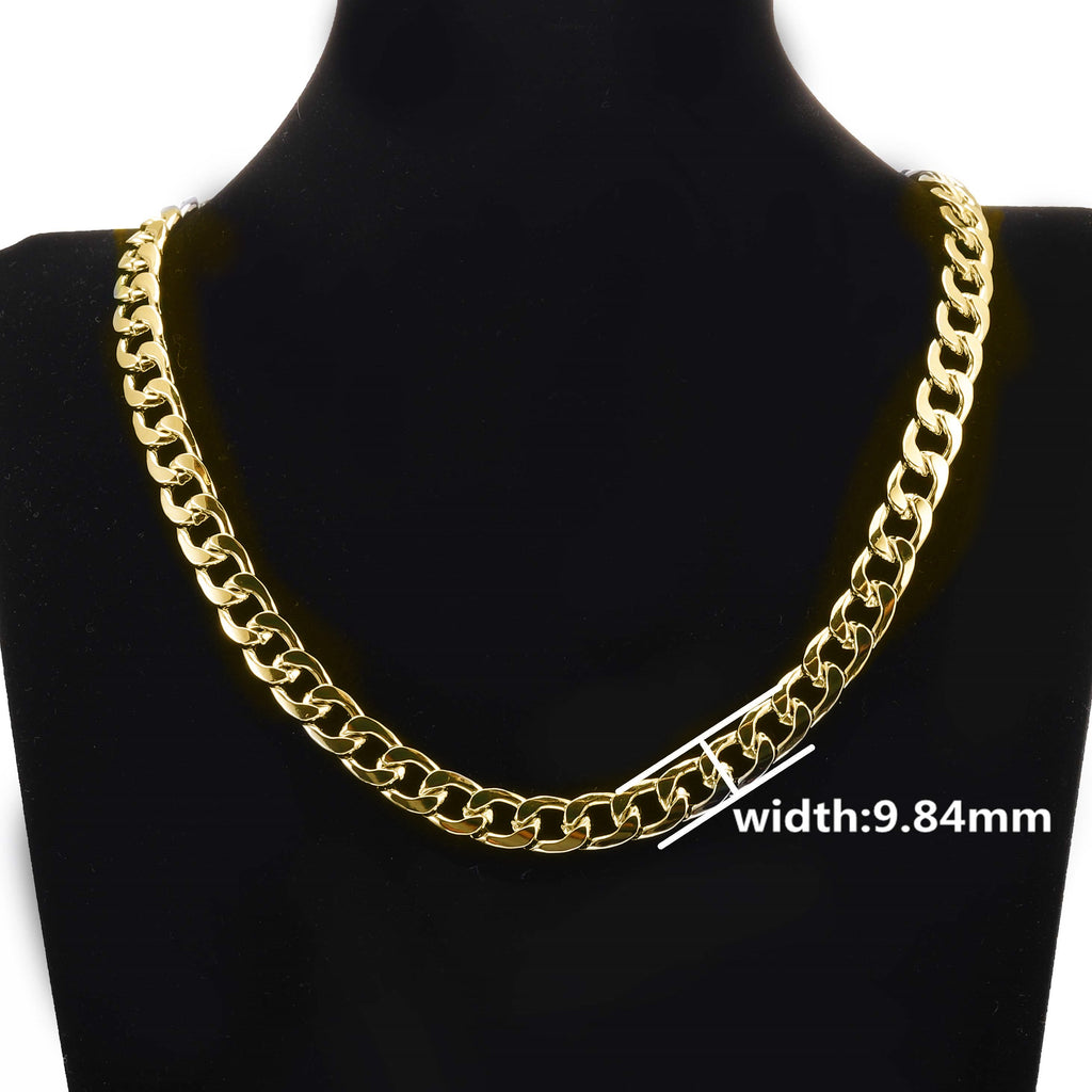 6/9mm Stainless Steel Chain Necklace for Men Women Curb Cuban Link Chain Gold Color Punk Choker Necklace Hip Hop Man Jewelry