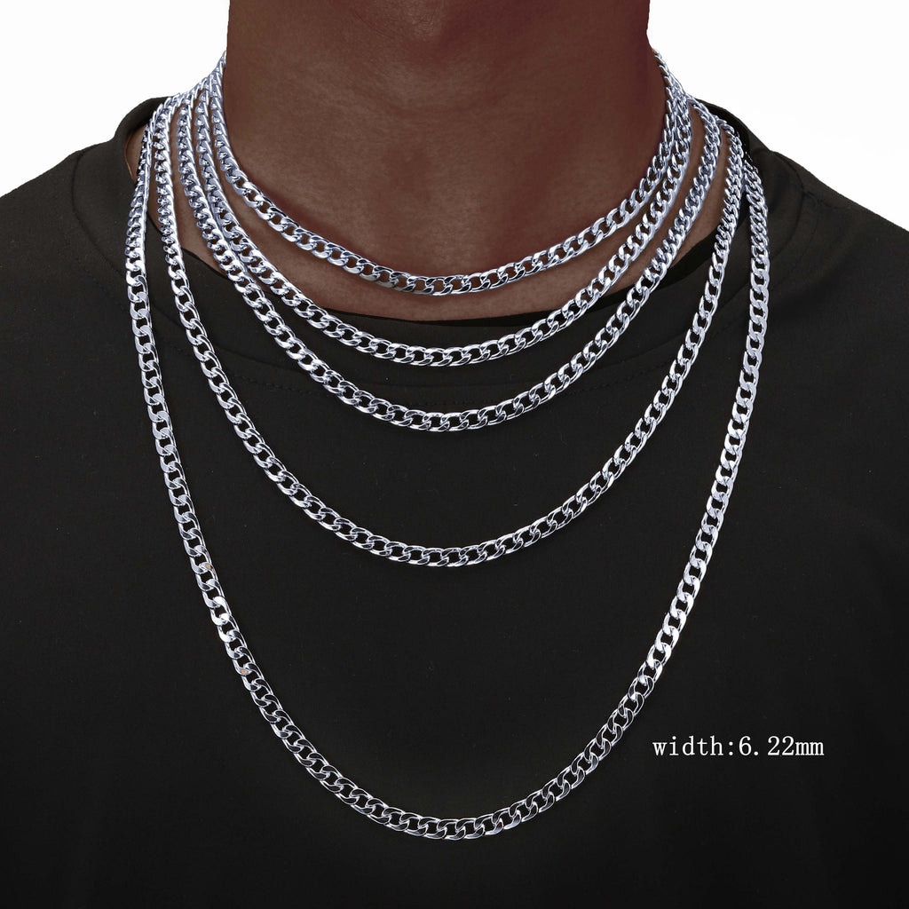 6/9mm Stainless Steel Chain Necklace for Men Women Curb Cuban Link Chain Gold Color Punk Choker Necklace Hip Hop Man Jewelry