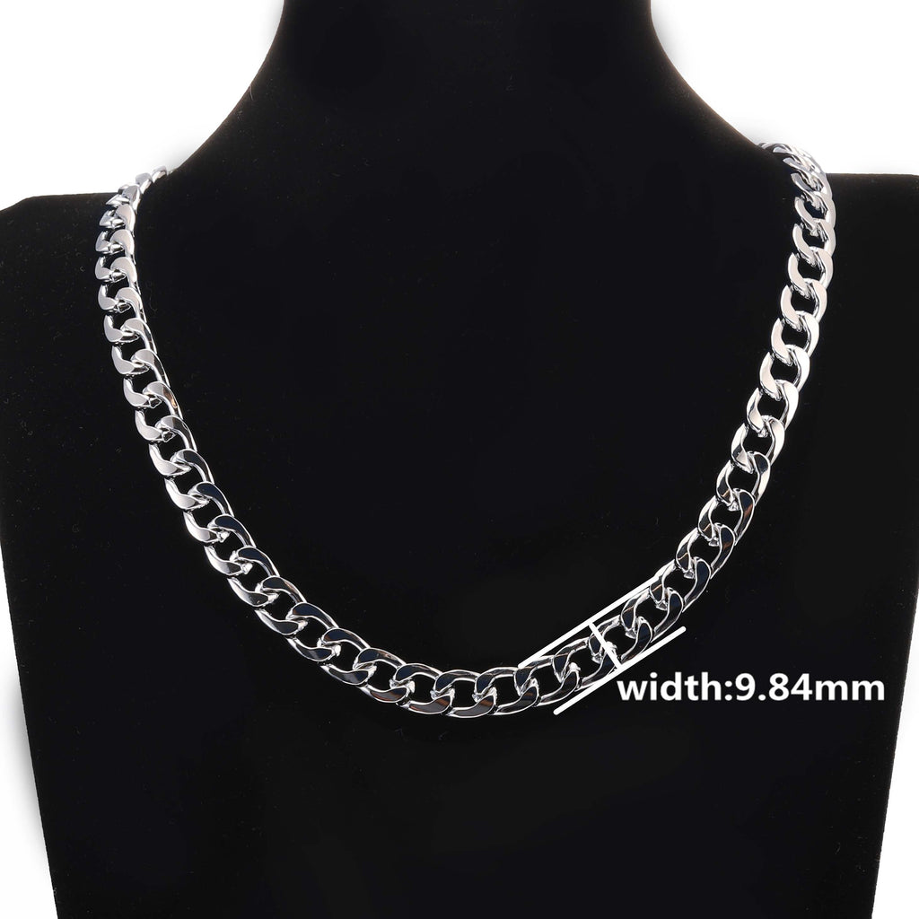 6/9mm Stainless Steel Chain Necklace for Men Women Curb Cuban Link Chain Gold Color Punk Choker Necklace Hip Hop Man Jewelry