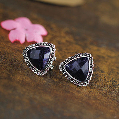 6 Color Natural Stone Agate Black Earrings 100% Sterling Silver 925 Jewelry Gifts Ethnic Jade Topaz Opal Earrings For Women SE77