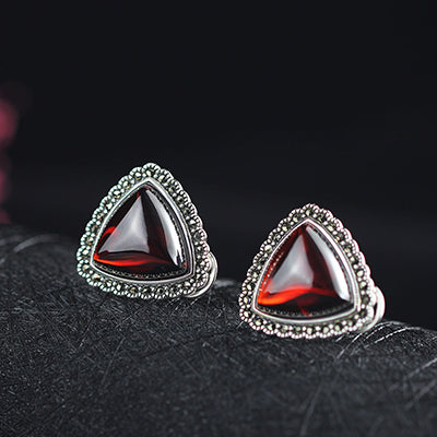 6 Color Natural Stone Agate Black Earrings 100% Sterling Silver 925 Jewelry Gifts Ethnic Jade Topaz Opal Earrings For Women SE77