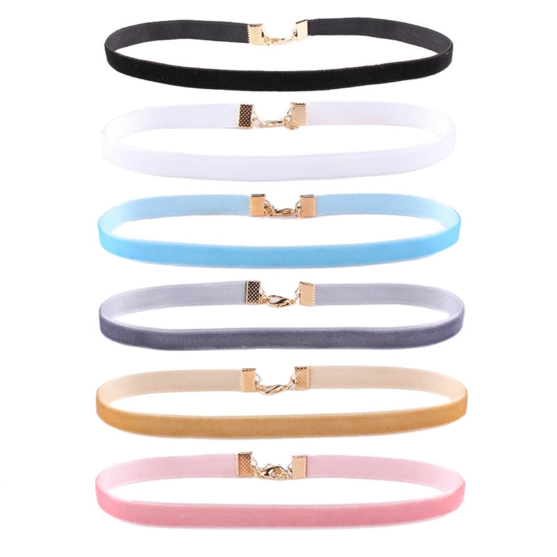 6 Pcs/Set Black Velvet Choker Necklaces For Women Pendant Necklace Girls Punk Gothic Cho collier ras du cou breadth 1cm