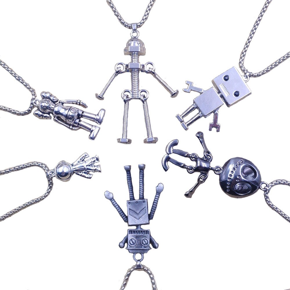 6 Styles Hiphop Vivid Handmade Robot Ethnic Sweater Claw Necklace Cool Punk Pendant Retro Long Female Birthday Gift CQ001-006