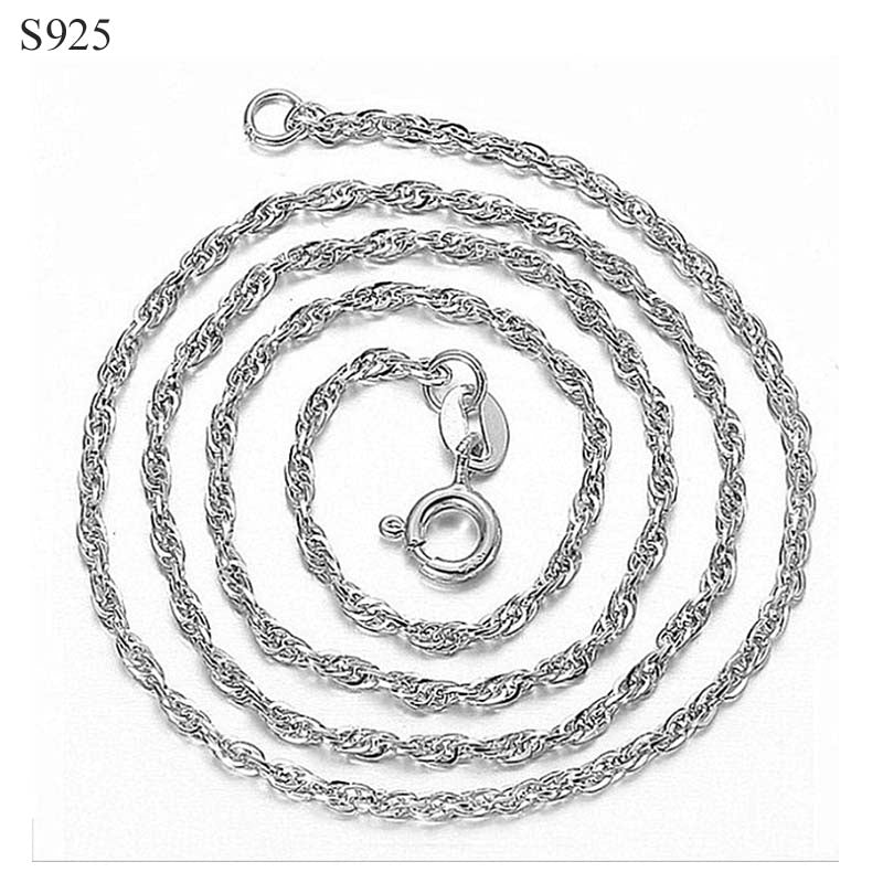 60cm Long Genuine 100% Real Pure Solid 925 Sterling Silver Necklace for Women Sweater Basic Chains Female Necklaces Fine Jewelry