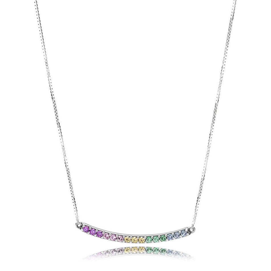 65cm-925-Silver-Necklace-For-Women-Multi-Colored-Curved-Bar-Necklace-Silver-Girl-Fashhion-Choker-fit