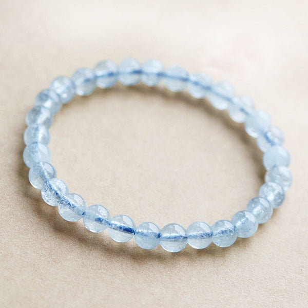 6MM Natural Crystal Aquamarine Woman Bracelet Fresh Happiness Of Stone Fashion Ornaments