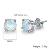 6MM Round White Fire Opal Stud Earrings For Women 100% Real 925 Sterling Silver Jewelry Cute Earrings Ear Jewellry Wedding Gift