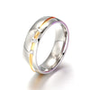 6MM Stainless Steel Couple Rings Silver Color Wedding Crystal Ring For Lovers Romantic Elegant Engagement Party Jewelry