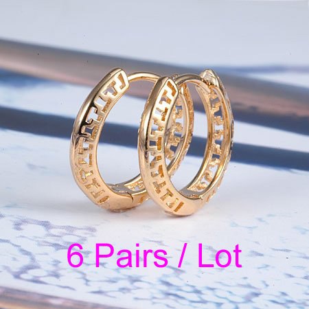 6Pairs Lot Wholesale Gold Hoop Earrings For Women Gold Earring Kids Brincos Ouro Ohrringe Boucle D oreille Orecchini Donna E1640