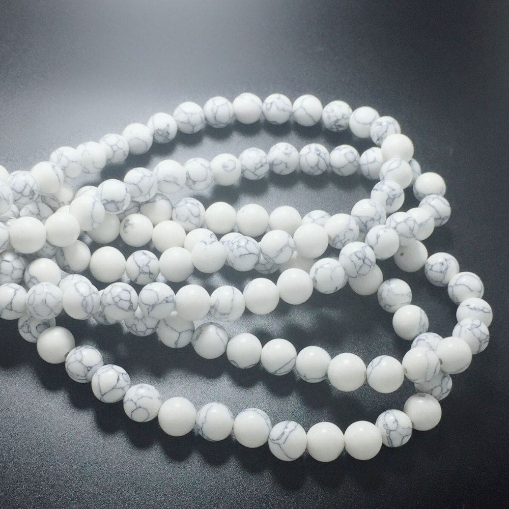 6Pcs Wholesale And Retail 8-12mm Natural Stone Beads White Round Stone Loose DIY For Jewelry Making Bracelet Necklace Original