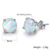 6mm 8mm Created White Fire Opal 925 Sterling Silver Earrings Wholesale Fashion For Women Jewelry Stud Earrings Round