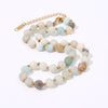 6mm Amazonite Tiger Eye Bloodstone Beaded Knotted Neck Necklace Women Jewelry Stainless Steel Lobster Clasp Extension Chain