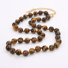 6mm Amazonite Tiger Eye Bloodstone Beaded Knotted Neck Necklace Women Jewelry Stainless Steel Lobster Clasp Extension Chain