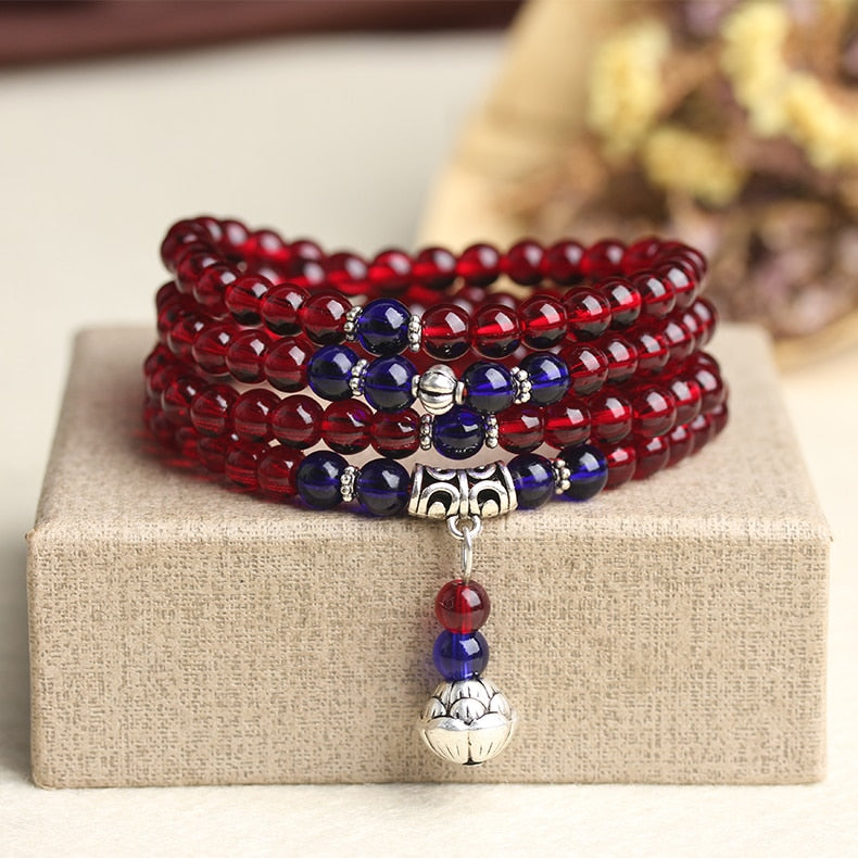 6mm Fashion Compose Wine Red Garnet Beads Bracelet Jewelry Fine DIY Crystal Muti Ring Bracelet For Woman Gifts Drop Shipping