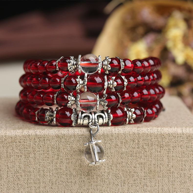 6mm Fashion Compose Wine Red Garnet Beads Bracelet Jewelry Fine DIY Crystal Muti Ring Bracelet For Woman Gifts Drop Shipping