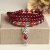 6mm Fashion Compose Wine Red Garnet Beads Bracelet Small Fox Pendant Muti Ring Bracelet For Woman Gifts Drop Shipping