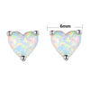 6mm Fashion Female Small Heart Earring 6mm White Fire Opal Stud Earring 925 Sterling Silver Jewelry Earrings For Women