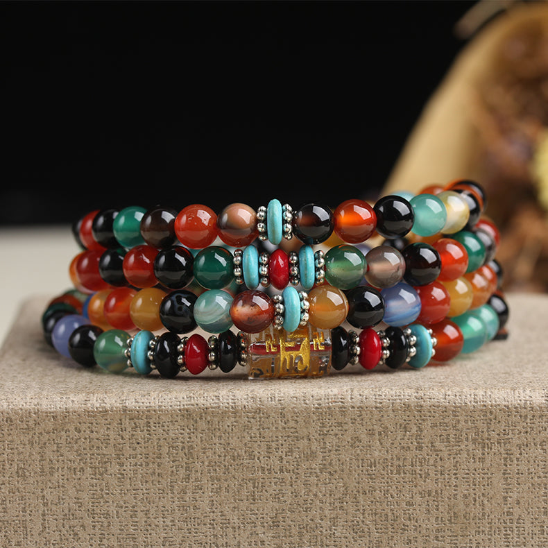 6mm Natural Colorful Agate Beads bracelet Fine Agate Beaded 108pcs Beaded Jewelry Bracelets For Woman As Gifts,Can Drop Shipping