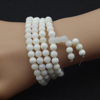 6mm Natural Tridacna jade Bracelet Prayer Buddha Mala Bracelet Necklace The Seven Treasures Of Buddhism   !