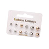 6pair/set Korean Cute Silver and Rose Gold Earrings For Women Cross Star Heart Pearl Earrings Wholesale Jewelry boucle d'oreille
