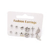 6pair/set Korean Cute Silver and Rose Gold Earrings For Women Cross Star Heart Pearl Earrings Wholesale Jewelry boucle d'oreille