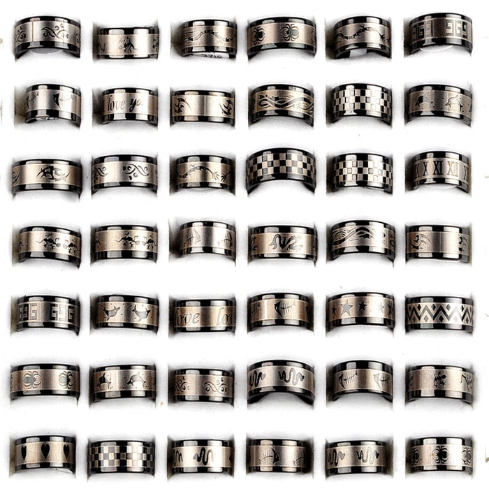 6pcs/Lot Co Men Stainless Steel Rings Gold Silver Wedding Rings For Women Fashion Jewelry 17-22mm Size 8 Designs
