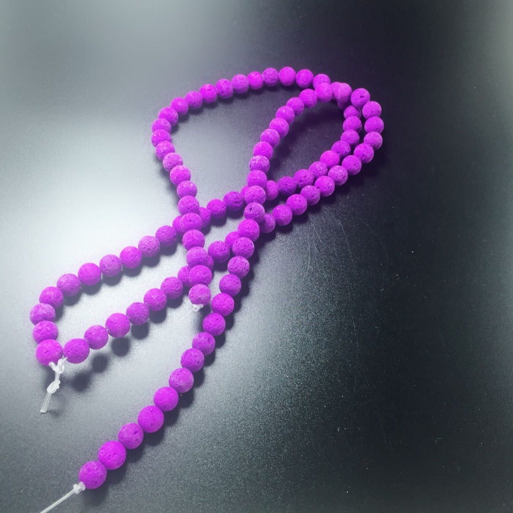6pcs Natural Stone Purple Volcanic Rock Lava Beads 10mm Round Volcanic Rock Beads For Diy Jewelry Making Necklace Bracelet Gift
